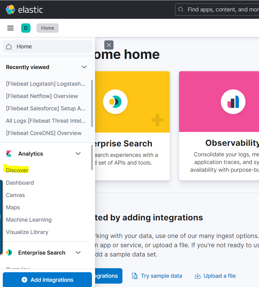 Setting up Kibana to view logs and dashboard